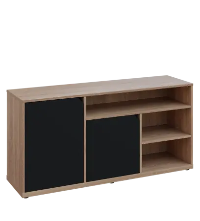 KU2-15DN3 L skříňka nízká 2-dveřová, nika, 740x1522x400, provedení levé, dub bardolino/černá